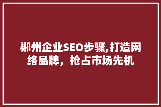 郴州企业SEO步骤,打造网络品牌，抢占市场先机