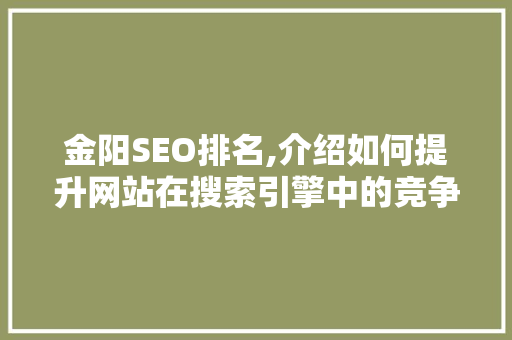 金阳SEO排名,介绍如何提升网站在搜索引擎中的竞争力