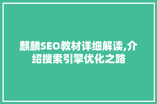 麒麟SEO教材详细解读,介绍搜索引擎优化之路