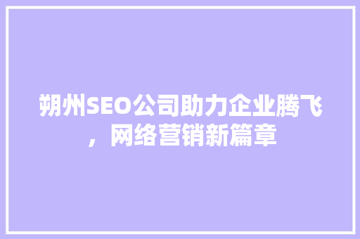 朔州SEO公司助力企业腾飞，网络营销新篇章