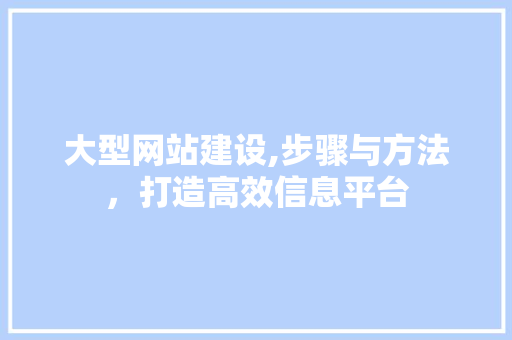 大型网站建设,步骤与方法，打造高效信息平台
