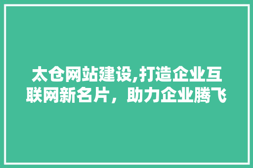 太仓网站建设,打造企业互联网新名片，助力企业腾飞