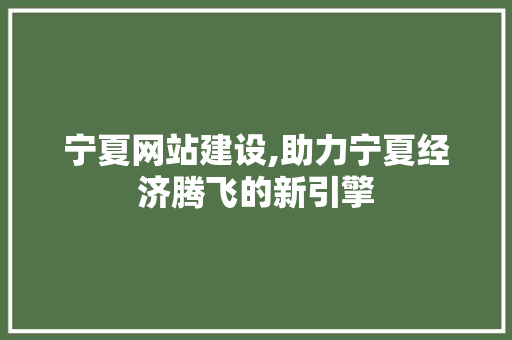 宁夏网站建设,助力宁夏经济腾飞的新引擎