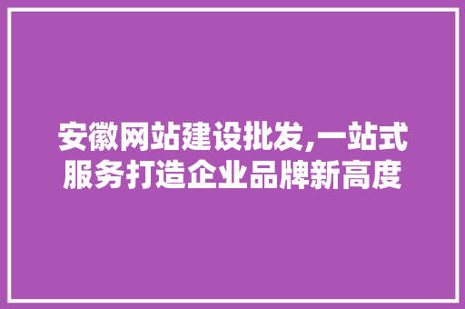安徽网站建设批发,一站式服务打造企业品牌新高度