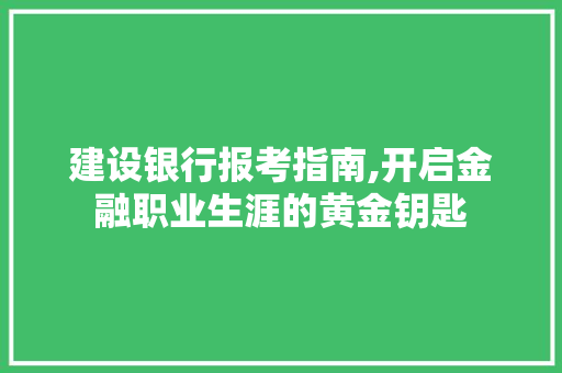 建设银行报考指南,开启金融职业生涯的黄金钥匙