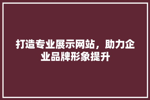 打造专业展示网站，助力企业品牌形象提升