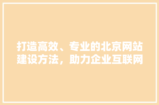 打造高效、专业的北京网站建设方法，助力企业互联网转型 软件技术