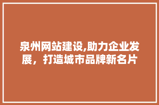 泉州网站建设,助力企业发展，打造城市品牌新名片