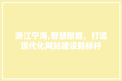 浙江宁海,智慧赋能，打造现代化网站建设新标杆