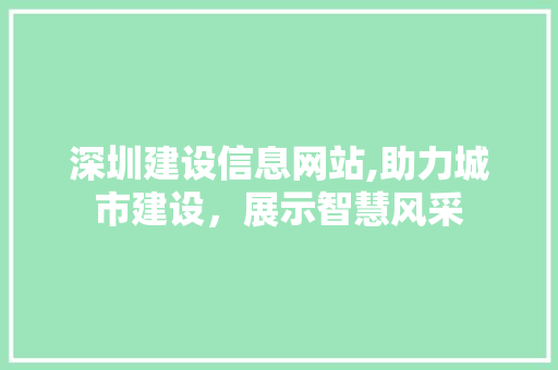 深圳建设信息网站,助力城市建设，展示智慧风采