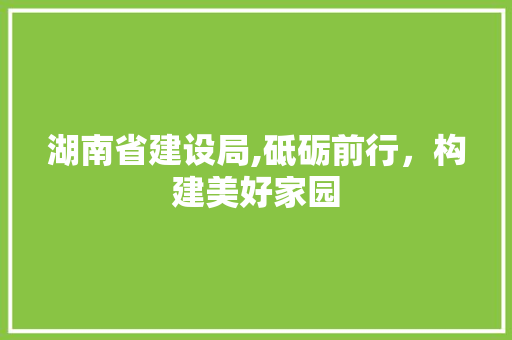 湖南省建设局,砥砺前行，构建美好家园