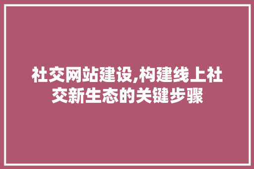 社交网站建设,构建线上社交新生态的关键步骤