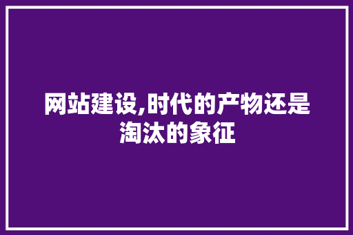 网站建设,时代的产物还是淘汰的象征