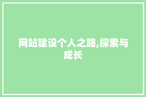网站建设个人之路,探索与成长