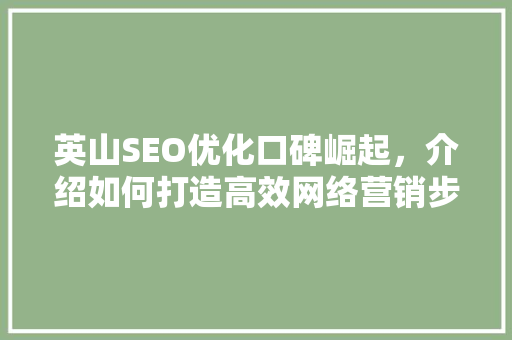 英山SEO优化口碑崛起，介绍如何打造高效网络营销步骤