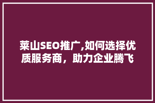 莱山SEO推广,如何选择优质服务商，助力企业腾飞