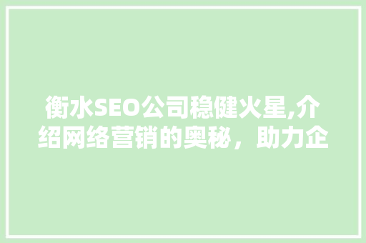 衡水SEO公司稳健火星,介绍网络营销的奥秘，助力企业腾飞