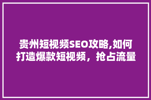 贵州短视频SEO攻略,如何打造爆款短视频，抢占流量高地