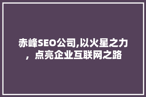 赤峰SEO公司,以火星之力，点亮企业互联网之路