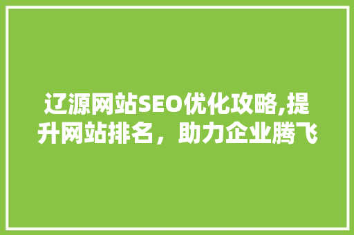 辽源网站SEO优化攻略,提升网站排名，助力企业腾飞