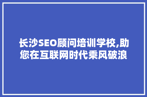长沙SEO顾问培训学校,助您在互联网时代乘风破浪