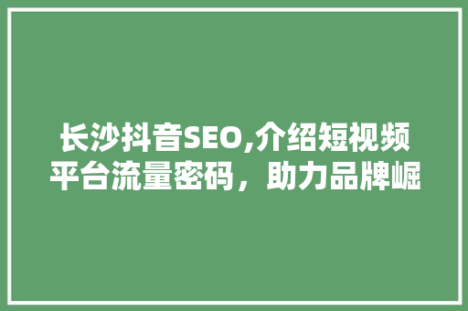 长沙抖音SEO,介绍短视频平台流量密码，助力品牌崛起