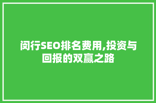 闵行SEO排名费用,投资与回报的双赢之路