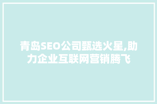 青岛SEO公司甄选火星,助力企业互联网营销腾飞