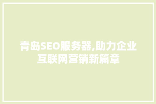 青岛SEO服务器,助力企业互联网营销新篇章
