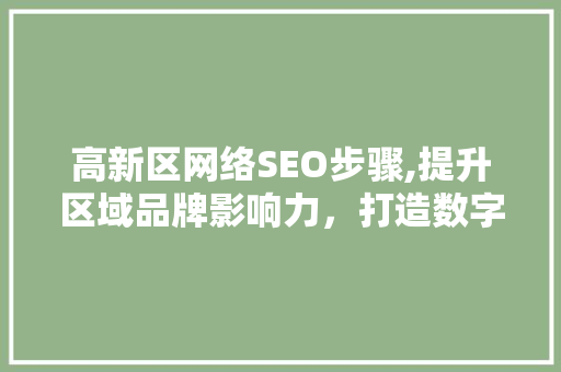 高新区网络SEO步骤,提升区域品牌影响力，打造数字经济发展新高地