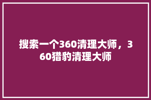 搜索一个360清理大师，360猎豹清理大师