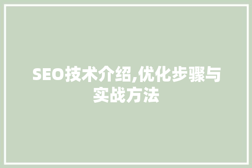 SEO技术介绍,优化步骤与实战方法