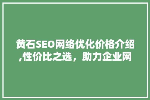 黄石SEO网络优化价格介绍,性价比之选，助力企业网络营销腾飞