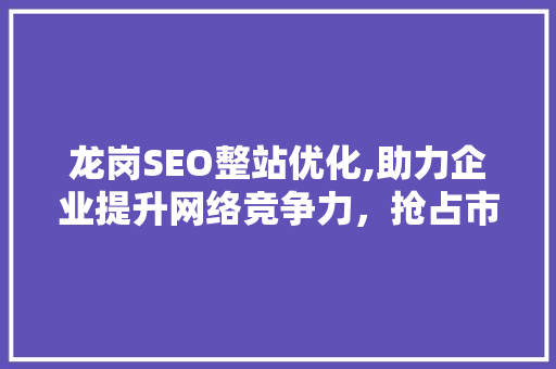 龙岗SEO整站优化,助力企业提升网络竞争力，抢占市场先机
