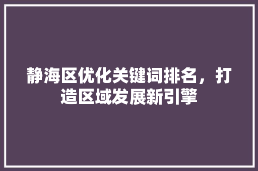 静海区优化关键词排名，打造区域发展新引擎