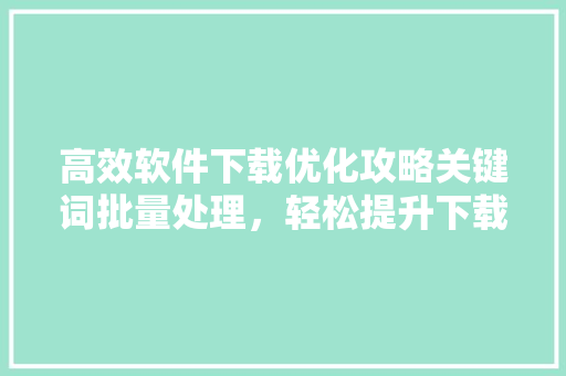 高效软件下载优化攻略关键词批量处理，轻松提升下载体验